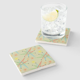 Dessous-de-verre En Pierre Rétro motif multicolore atomique de Starburst