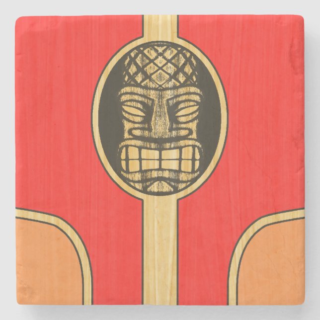 Dessous-de-verre En Pierre Rétro planche de surf de Tiki (Devant)