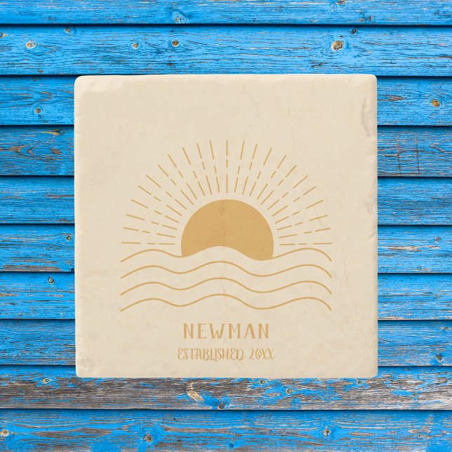 Dessous-de-verre En Pierre Retro Summer Beach Boho Sun (Créateur téléchargé)