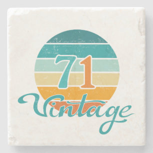 Dessous-de-verre En Pierre Retro Sunset 71 Vintage en détresse