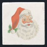 Dessous-de-verre En Pierre Rétro Vintage Jolly Santa Claus de Christmas<br><div class="desc">Un dessous de verre en pierre avec une image festive et rétro. Le vieux Père Noël Jolly avec ses joues rousses et son sourire chaleureux et amical. Un peu de nostalgie de l'ancienne école pour les vieux temps,  cette image rappelle les souvenirs des célébrations du passé de Noël.</div>