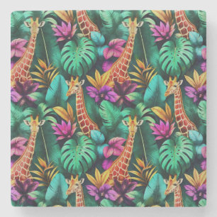 Dessous-de-verre En Pierre Rêves de girafe de jungle motif de surface transpa