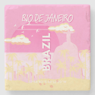 Dessous-de-verre En Pierre Rio de Janeiro Brésil Voyage Art rose illustration