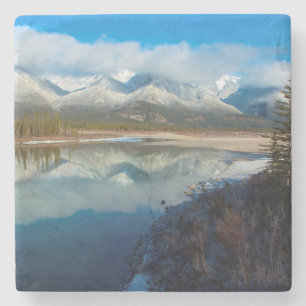 Dessous-de-verre En Pierre Rivière Athabasca, Parc national Jasper, Alberta