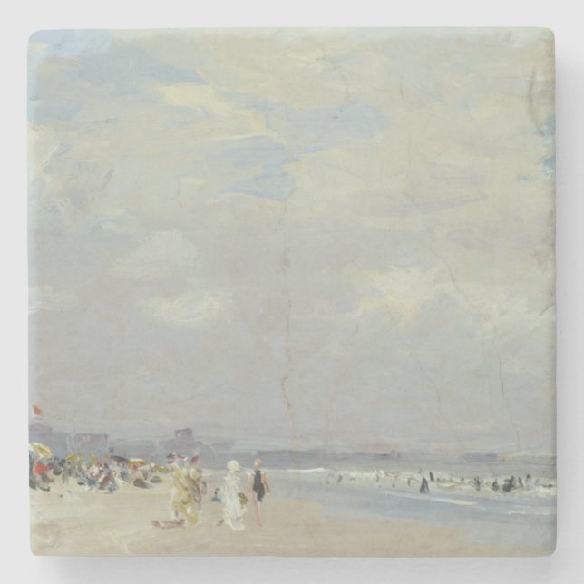 Dessous-de-verre En Pierre Rockaway Beach (New York) (par E.H. Potthast) (Devant)