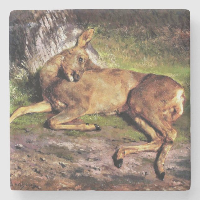 Dessous-de-verre En Pierre Roe Deer in the Forest (par Rosa Bonheur) (Devant)