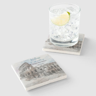 Dessous-de-verre En Pierre Rome Italie Dessous de Verre Mariage Aquarelle – S