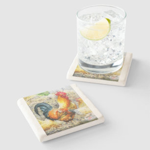 Dessous-de-verre En Pierre Rooster Fière