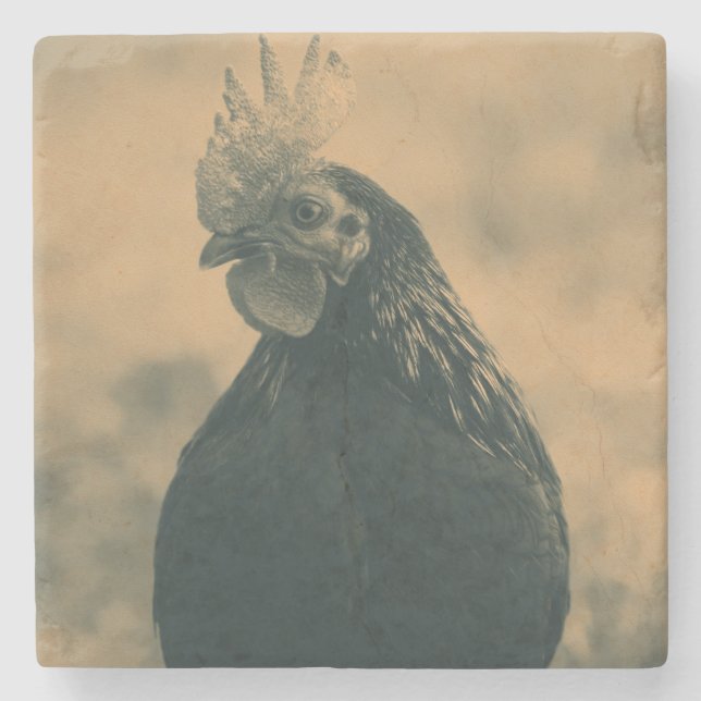 Dessous-de-verre En Pierre Rooster Portrait (Devant)