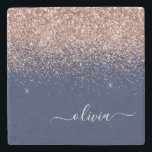 Dessous-de-verre En Pierre Rose bleu marine Gold Blush Pink Parties scintilla<br><div class="desc">Marine Bleu et or Rose - Blush Pink Sparkle Parties scintillant Script Monogramme Nom Carrelage de pierre. Cela rend la remise de diplômes parfaite,  doux 16 ans,  mariage,  douche nuptiale,  anniversaire,  baby shower ou cadeau de fête de bachelorette pour quelqu'un qui aime le luxe glam et les styles chic.</div>