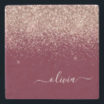 Dessous-de-verre En Pierre Rose Bourgogne Gold Blush Pink Parties scintillant<br><div class="desc">Burgundy et or Rose - Blush Pink Sparkle Parties scintillant Script Monogramme Nom Carrelage de pierre. Cela rend la remise de diplômes parfaite,  doux 16 ans,  mariage,  douche nuptiale,  anniversaire,  baby shower ou cadeau de fête de bachelorette pour quelqu'un qui aime le luxe glam et les styles chic.</div>