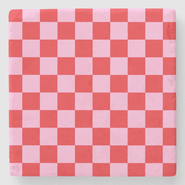 Dessous-de-verre En Pierre Rose clair à carreaux mixtes (Devant)