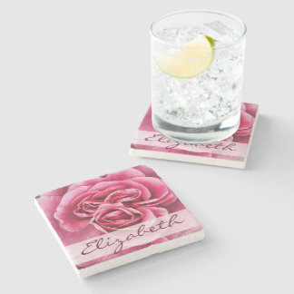 Dessous-de-verre En Pierre Rose de rose personnalisé