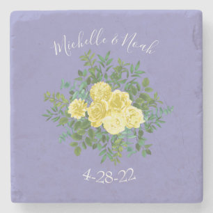 Dessous-de-verre En Pierre Rose jaune et Mariage de fenêtre violet