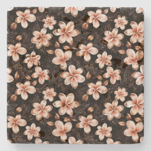 Dessous-de-verre En Pierre Rose rose noire noire noire Floral or