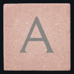 Dessous-de-verre En Pierre Rose Rose Parties scintillant Or & Monogramme étin<br><div class="desc">Rose Rose Or et gris fusain (gris) Parties scintillant Faux et Sparkle Elegant Carrelage en Pierre. Ces Carreaux de Pierre peuvent être customisés pour inclure votre nom initial et prénom et est un merveilleux Sweet 16 Anniversaire,  Fête des mariées,  Bachelorette Party ou Mariage customisé et cadeau personnalisé.</div>