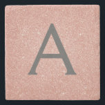 Dessous-de-verre En Pierre Rose Rose Parties scintillant Or & Monogramme étin<br><div class="desc">Rose Rose Or et gris fusain (gris) Parties scintillant Faux et Sparkle Elegant Carrelage en Pierre. Ces Carreaux de Pierre peuvent être customisés pour inclure votre nom initial et prénom et est un merveilleux Sweet 16 Anniversaire,  Fête des mariées,  Bachelorette Party ou Mariage customisé et cadeau personnalisé.</div>