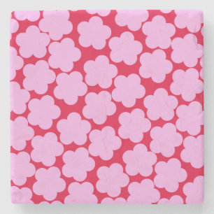 Dessous-de-verre En Pierre Rose Rouge Bold Y2K Fleur sauvage Vibrant Décor de