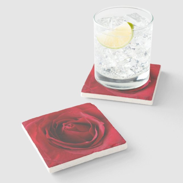 Dessous-de-verre En Pierre rose rouge profonde (Côté)
