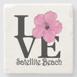 Dessous-de-verre En Pierre Rose satellite de plage d'AMOUR