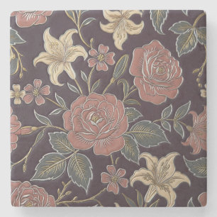 Dessous-de-verre En Pierre Rose Vintage et Fleur de Lys sur Élégance de Prune