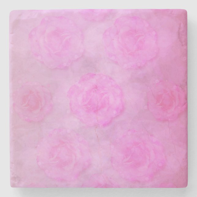 Dessous-de-verre En Pierre Roses d'aquarelle ROK (Devant)