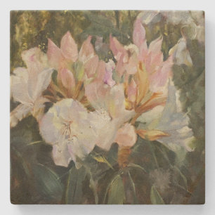 Dessous-de-verre En Pierre Roses et blancs Rhododendrons Roses et Bleus vert