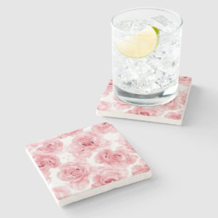 Dessous-de-verre En Pierre Roses roses aquarelle floral blush botanique