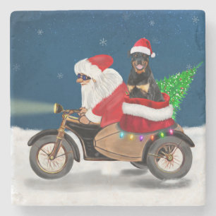 Dessous-de-verre En Pierre Rottweiler Chien Noël Père Noël