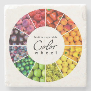 Dessous-de-verre En Pierre Roue de couleur de fruits et légumes (12 couleurs