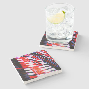 Dessous-de-verre En Pierre Rouge blanc et bleu