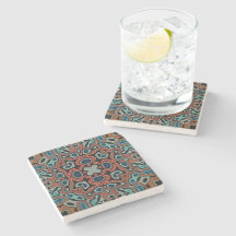 Rouge Orange Blue Aqua Turquoise Hip Bohemian Art