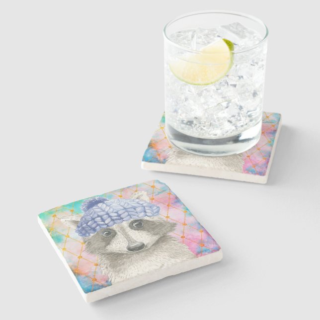 Dessous-de-verre En Pierre Roxy le Raton laveur (Côté)