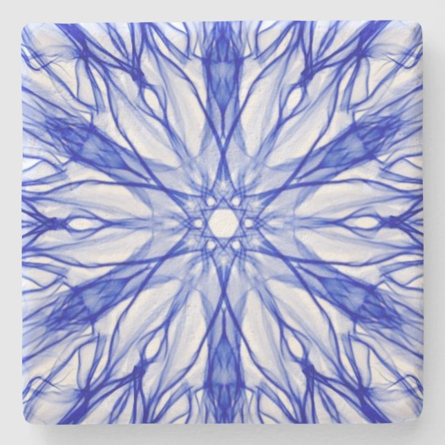 Dessous-de-verre En Pierre Royal et Mid Blue Fractal (Devant)