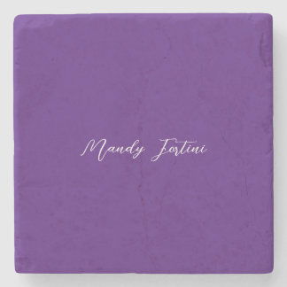 Dessous-de-verre En Pierre Royal Purple Plain Élégante Calligraphie minimalis