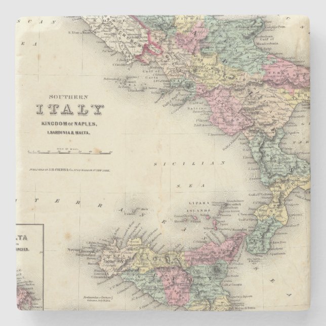 Dessous-de-verre En Pierre Royaume du sud de l'Italie de Naples (Devant)