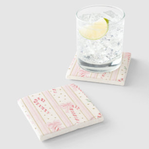 Dessous-de-verre En Pierre Rubans roses rayures rubans paillettes dorées cann