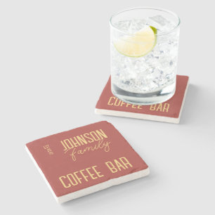 Dessous-de-verre En Pierre Rustique Nom de famille Café