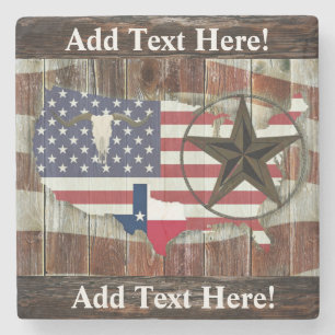 Dessous-de-verre En Pierre Rustique Texas Lone Star Texas Long Horn Stone Coa