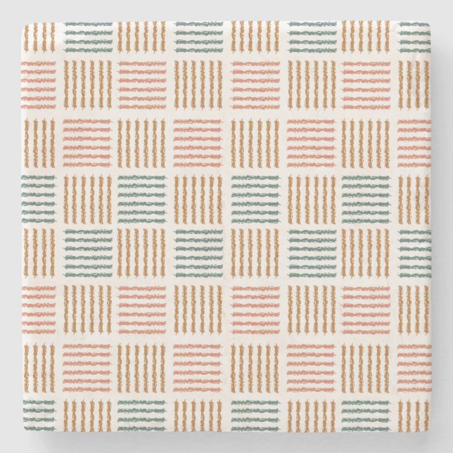 Dessous-de-verre En Pierre Rythme Rustique Plaid - Boho Moderne (Devant)