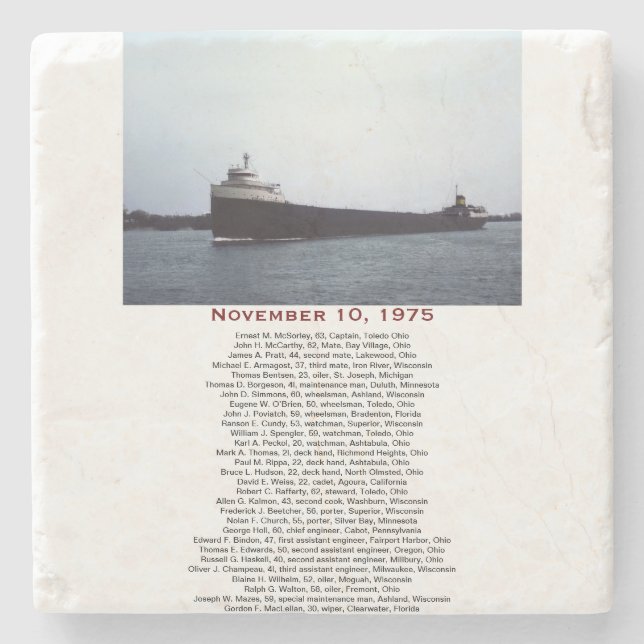 Dessous-de-verre En Pierre S.S. Edmund Fitzgerald Stone Coaster (Devant)