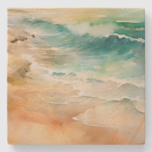 Dessous-de-verre En Pierre Sable de plage et mer tropicale