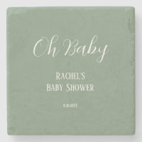 Sage Green Oh Baby Script mignon Baby shower moder