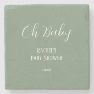 Dessous-de-verre En Pierre Sage Green Oh Baby Script mignon Baby shower moder
