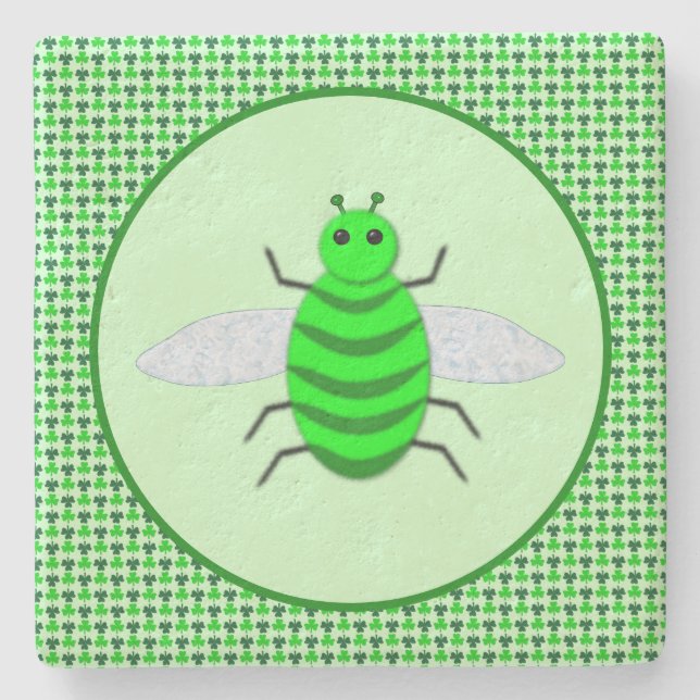 Dessous-de-verre En Pierre Saint Patricks Day Bee et Shamrocks (Devant)