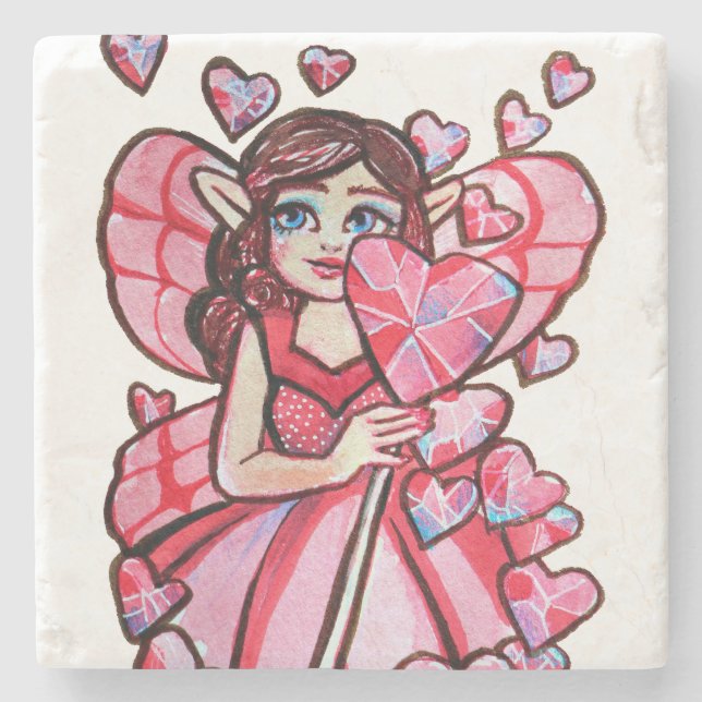Dessous-de-verre En Pierre Saint Valentin Fée (Devant)
