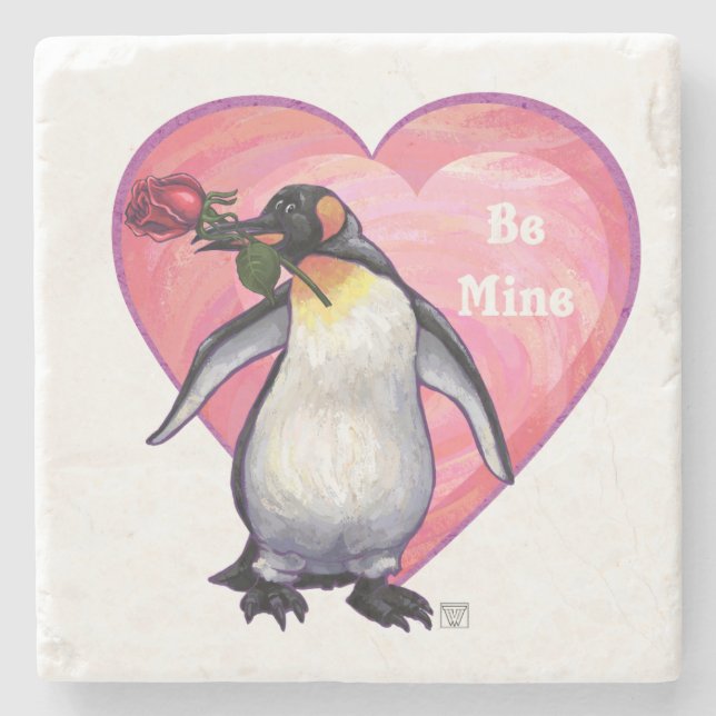 Dessous-de-verre En Pierre Saint-Valentin Penguin (Devant)
