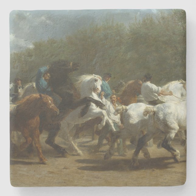 Dessous-de-verre En Pierre Salon du cheval (par Rosa Bonheur) (Devant)