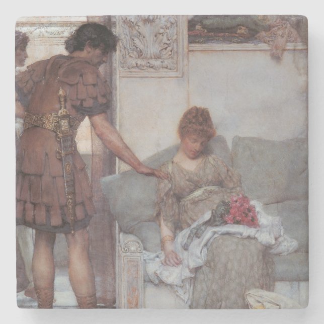 Dessous-de-verre En Pierre Salutation silencieuse (par Lawrence Alma-Tadema) (Devant)