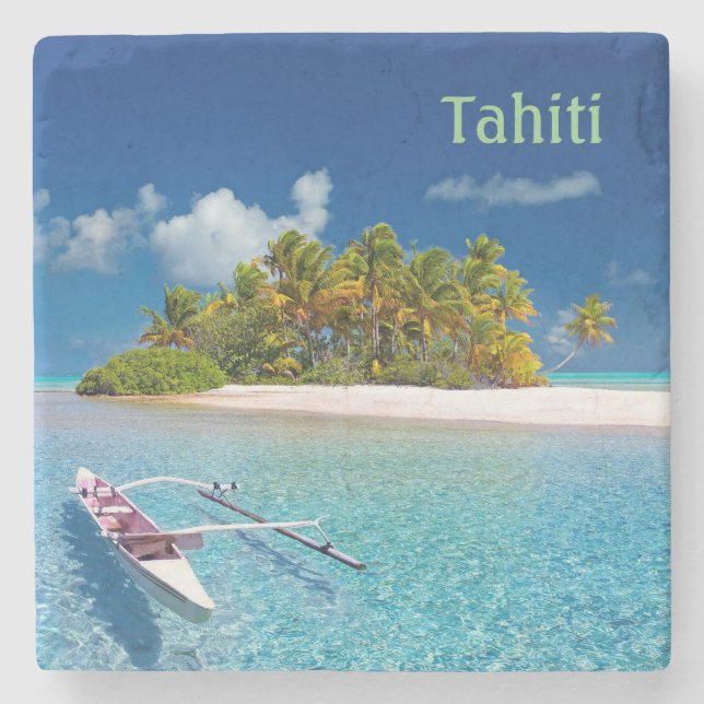 Dessous-de-verre En Pierre Salutations de Tahiti (Devant)